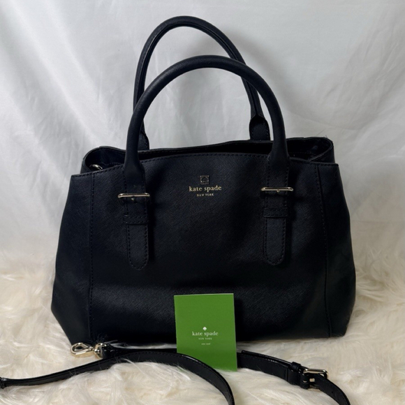 Kate Spade Handbags - Kate Spade New York Black Saffiano Leather Satchel Crossbody Bag Gold Hardware